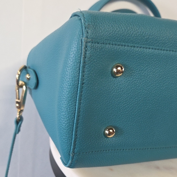 Ora Delphine Leather Teal Satchel - Picture 5 of 13